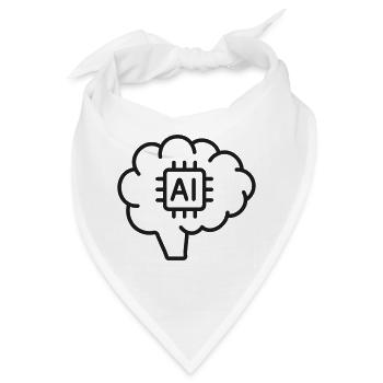 KI-Gehirn-Künstliche Intelligenz-Linien-Symbol - Bandana - Weiß - Vorne