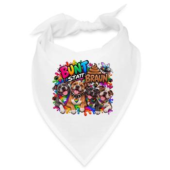 Bunt statt braun! Hunde - Staffordshire Terrier  - Bandana - Weiß - Vorne