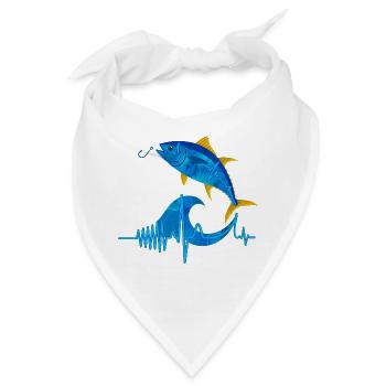 Passion Angeln Herzfrequenz – Angelherzschlag - Bandana - Weiß - Vorne