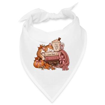 Katzenkuschelzeit: Bücher Tee Wärme - Bandana - Weiß - Vorne