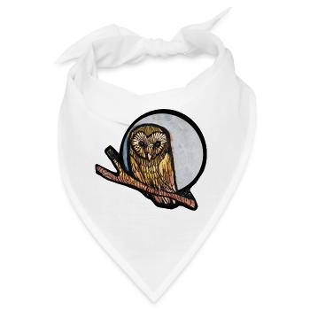 Mondbeschienene Eule auf Ast - Bandana - Weiß - Vorne