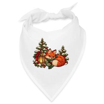 Fuchs im Winterwald mit Laterne - Bandana - Weiß - Vorne