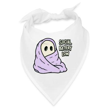 Kawaii Akku Leer Social Battery Low - Bandana - Weiß - Vorne
