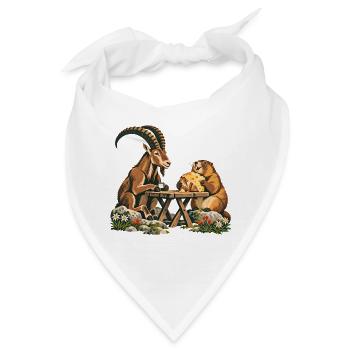 Alpenmurmeltier & Steinbock – Bergfrühstück - Bandana - Weiß - Vorne