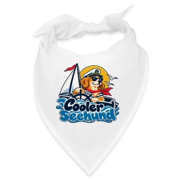 Cooler Seehund – Segelhund Kapitän - Bandana - Weiß - Vorne