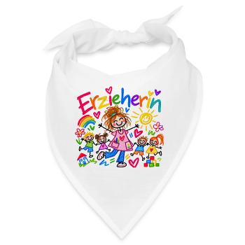 Erzieherin Kindergarten Beruf Geschenk Doodle - Bandana - Weiß - Vorne