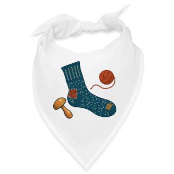 Reparierte Wollsocke und Stopfpilz - Bandana - Weiß - Vorne