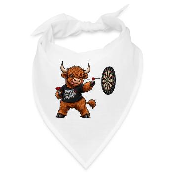 Highland Cattle beim Dart – Lustiges Schottlandmot - Bandana - Weiß - Vorne