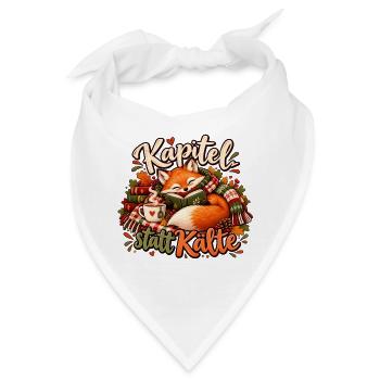 Kapitel statt Kälte – Lesender Fuchs Cozy Herbst  - Bandana - Weiß - Vorne