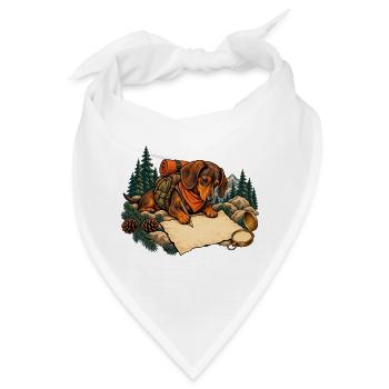 Dackel zeichnet eine Wanderkarte - Bandana - Weiß - Vorne