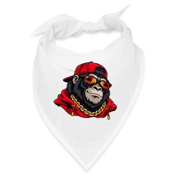 Cooler Gorilla mit Sonnenbrille – Urbane Streetwear - Bandana - Weiß - Vorne