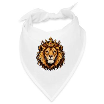 Majestätischer Löwe mit goldener Krone – Königlicher Dschungelverwandter - Bandana - Weiß - Vorne