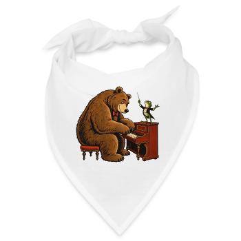 Bär & Frosch am Klavier – Lustiges Musikmotiv - Bandana - Weiß - Vorne
