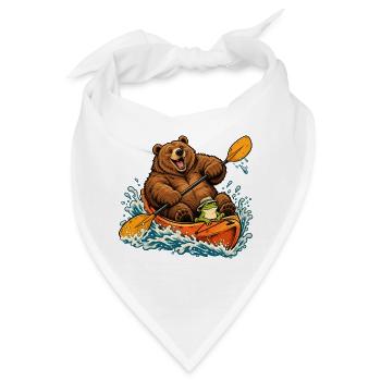 Bär & Frosch im Kajak – Outdoor Abenteuer - Bandana - Weiß - Vorne