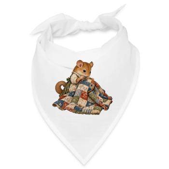 Haselmaus repariert eine alte Patchworkdecke - Bandana - Weiß - Vorne