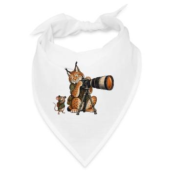 Luchs & Maus beim Fotografieren – Wald & Outdoor - Bandana - Weiß - Vorne