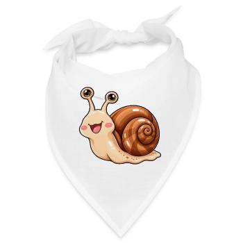 Schnecke Kawaii Style – Süßes Schneckenmotiv - Bandana - Weiß - Vorne