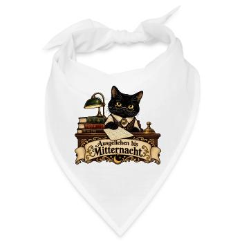 Schwarze Katze als Bibliothekarin - Bandana - Weiß - Vorne