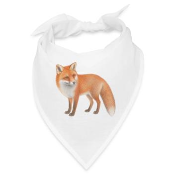 Illustriertes Fuchsblattpastell - Bandana - Weiß - Vorne