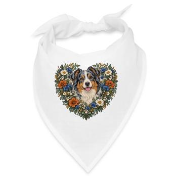 Pfotenherz mit Blütenkranz - Bandana - Weiß - Vorne