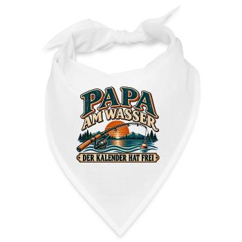 Papa am Wasser  Kalender hat frei | Angler Spruch - Bandana - Weiß - Vorne