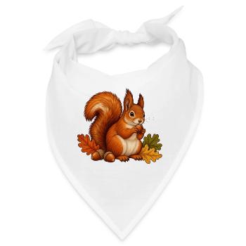 Eichhörnchen mit Haselnuss - Bandana - Weiß - Vorne