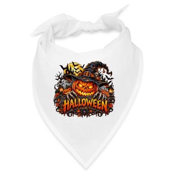 Halloween Kürbis Hexenhut - Bandana - Weiß - Vorne