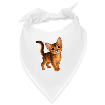Abessinierkatze Kawaii Style – Süße Katze - Bandana - Weiß - Vorne