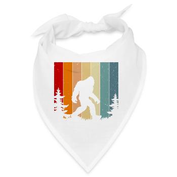 Retro Sunset Bigfoot Vintage Yeti Forest Trees - Bandana - Weiß - Vorne