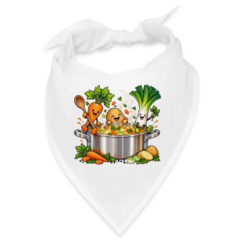 Fröhliche Gemüsefreunde kochen Suppe  - Bandana - Weiß - Vorne