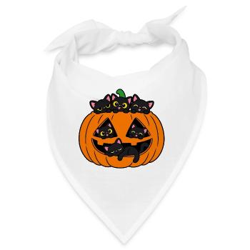 Katzen in einem Halloween-Kürbis - Bandana - Weiß - Vorne
