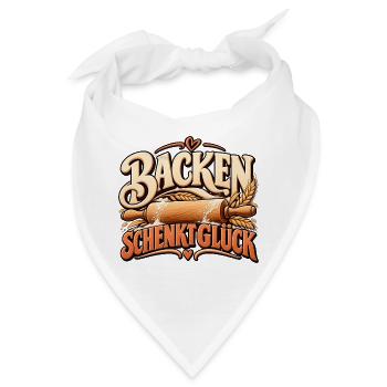 Backen schenkt Glück Backmotiv mit Teigrolle - Bandana - Weiß - Vorne