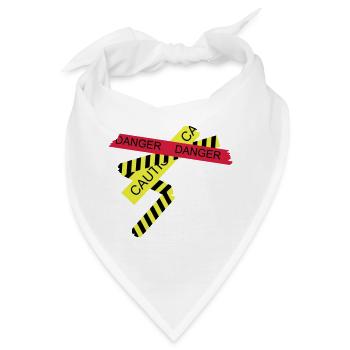 verschiedene Absperrbänder Gefahr und Vorsicht - Bandana - Weiß - Vorne
