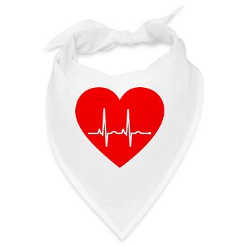 Herz Ekg - Bandana - Weiß - Vorne