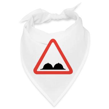 Warnung, Brüste - Bandana - Weiß - Vorne