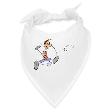 Eine Comic Figur beim Golf spielen - Geschenkidee - Bandana - Weiß - Vorne