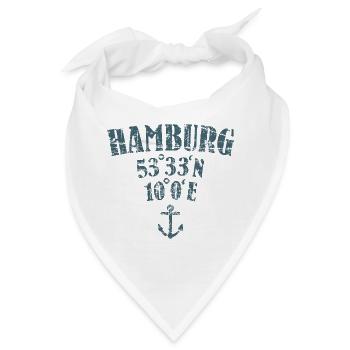 Hamburg Koordinaten Längengrad Breitengrad - Bandana - Weiß - Vorne