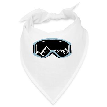 Skibrille und Berge - Bandana - Weiß - Vorne