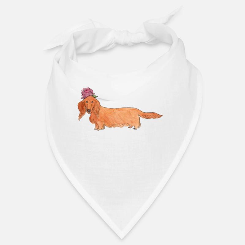 Dackel mit Blume - Bandana - Weiß