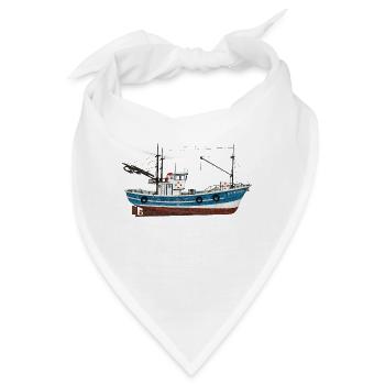 Seitenansicht eines Fischkutters - Bandana - Weiß - Vorne