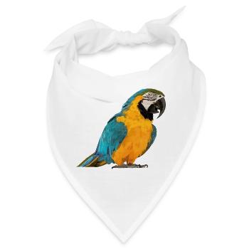 blauer und gelber Ara - Bandana - Weiß - Vorne