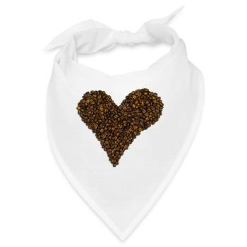 Ein Herz aus Kaffeebohnen - Bandana - Weiß - Vorne