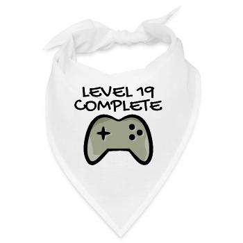 19 Geburtstag - Level 19 Complete - Gamer 19 Jahre - Bandana - Weiß - Vorne
