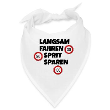 Langsam fahren - Sprit sparen - Tempolimit - Bandana - Weiß - Vorne