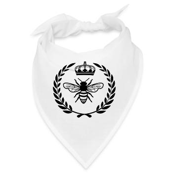 Mit Königin im Lorbeerkranz - Bandana - Weiß - Vorne