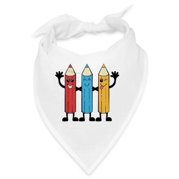 Buntstifte im Comic-Stil - Bandana - Weiß - Vorne