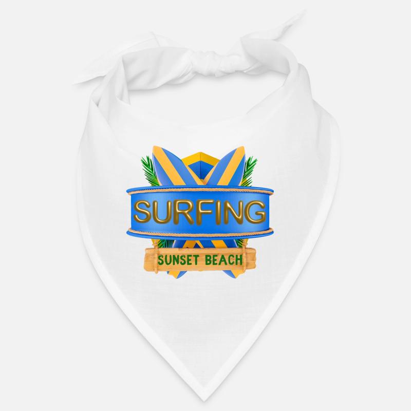 Hawaï, Surf, Sunset Beach - Bandana - blanc