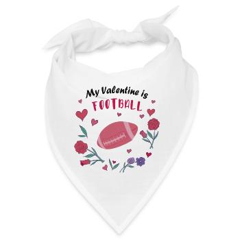 Mein Valentin ist Football - Bandana - Weiß - Vorne