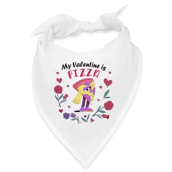 Mein Valentin ist Pizza - Bandana - Weiß - Vorne