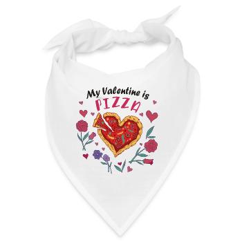 Mein Valentin ist Pizza - Bandana - Weiß - Vorne